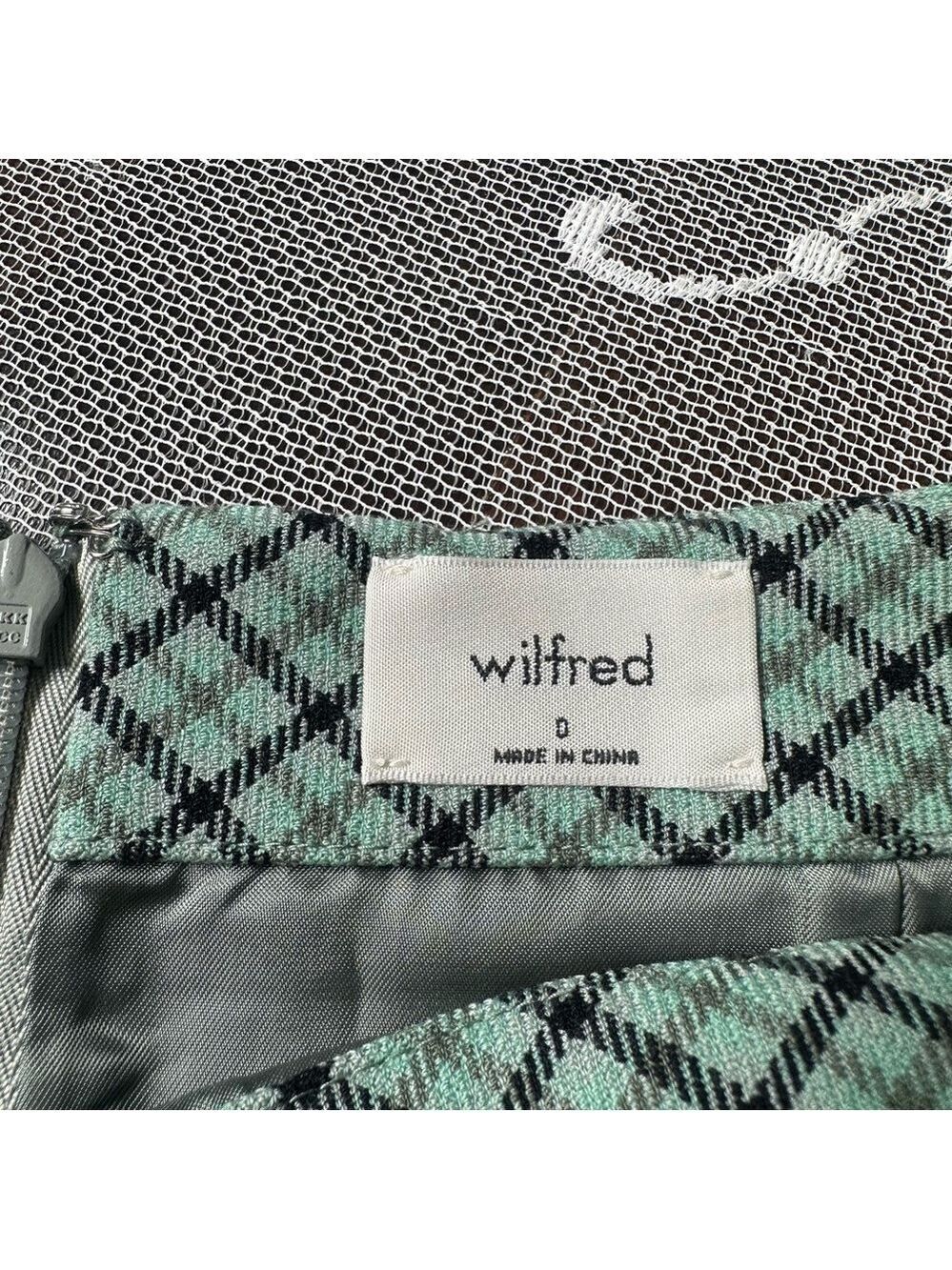 Aritzia Wilfred Check Mini Skirt Green Sz 0 - Picture 4 of 8